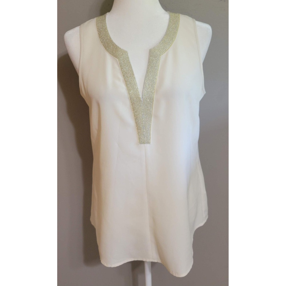 Nic + Zoe Sleeveless Blouse with Gold V-neck